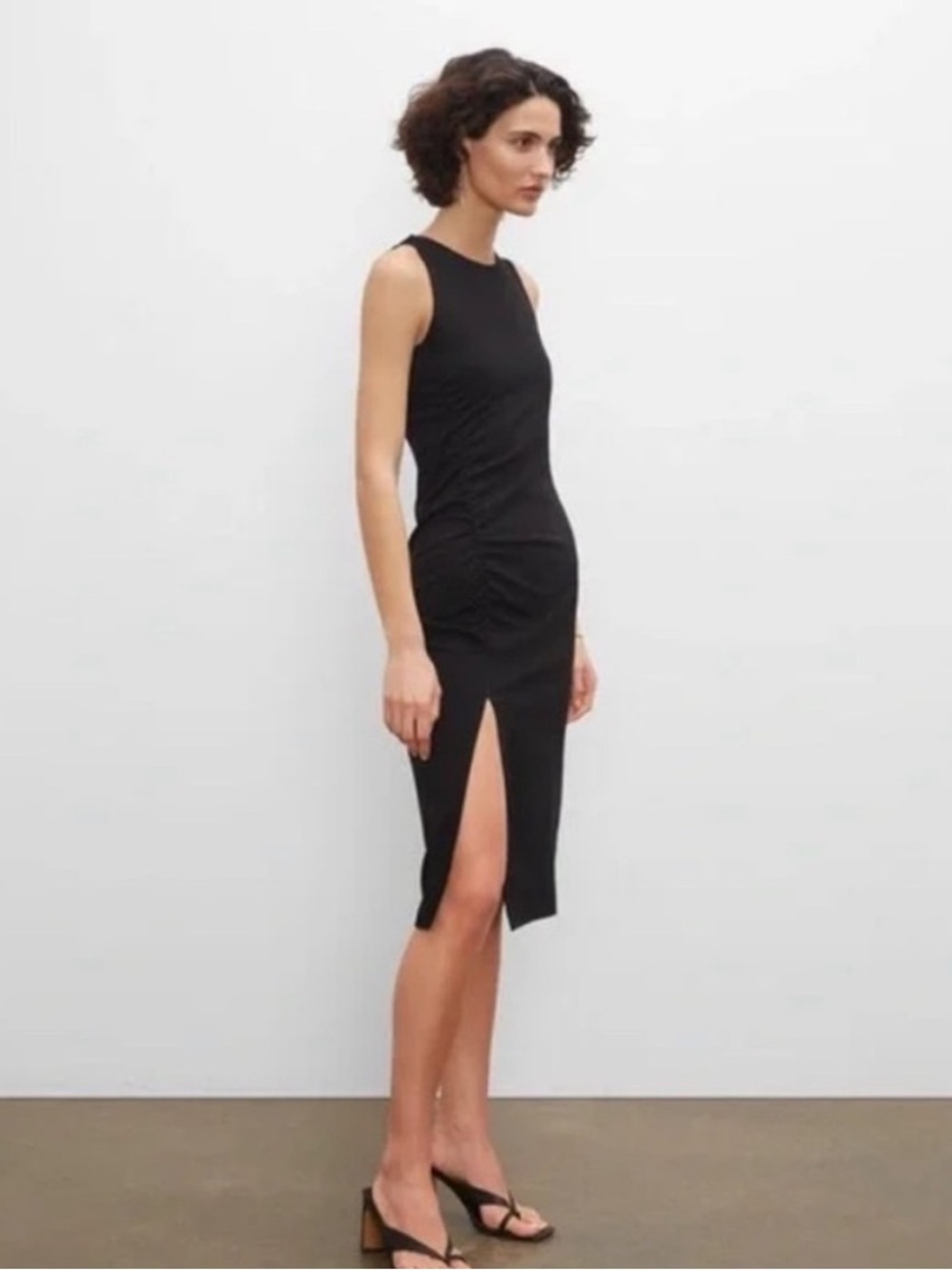 Club Monaco Black Sleeveless Midi Dress with Front Slit